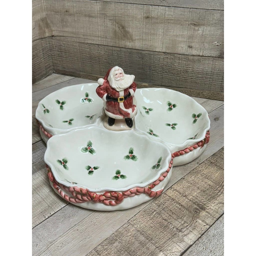 Fitz & Floyd Old World Santa Christmas Relish Server 1988